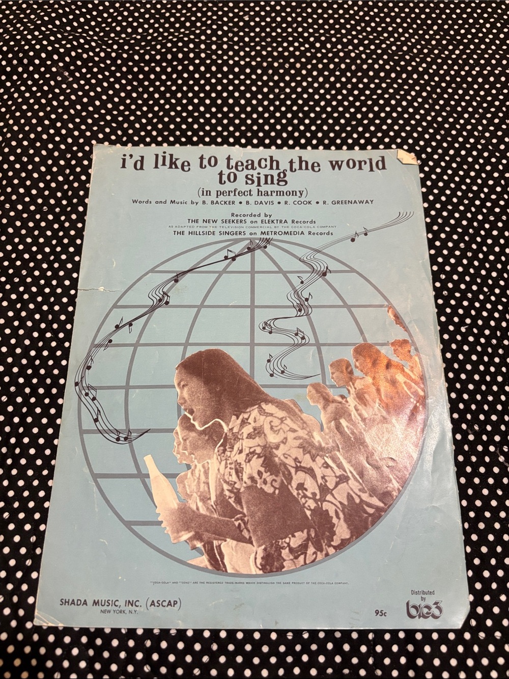 Blue Sheet Music Cover Art - "I'd Like to Teach the World to Sing"